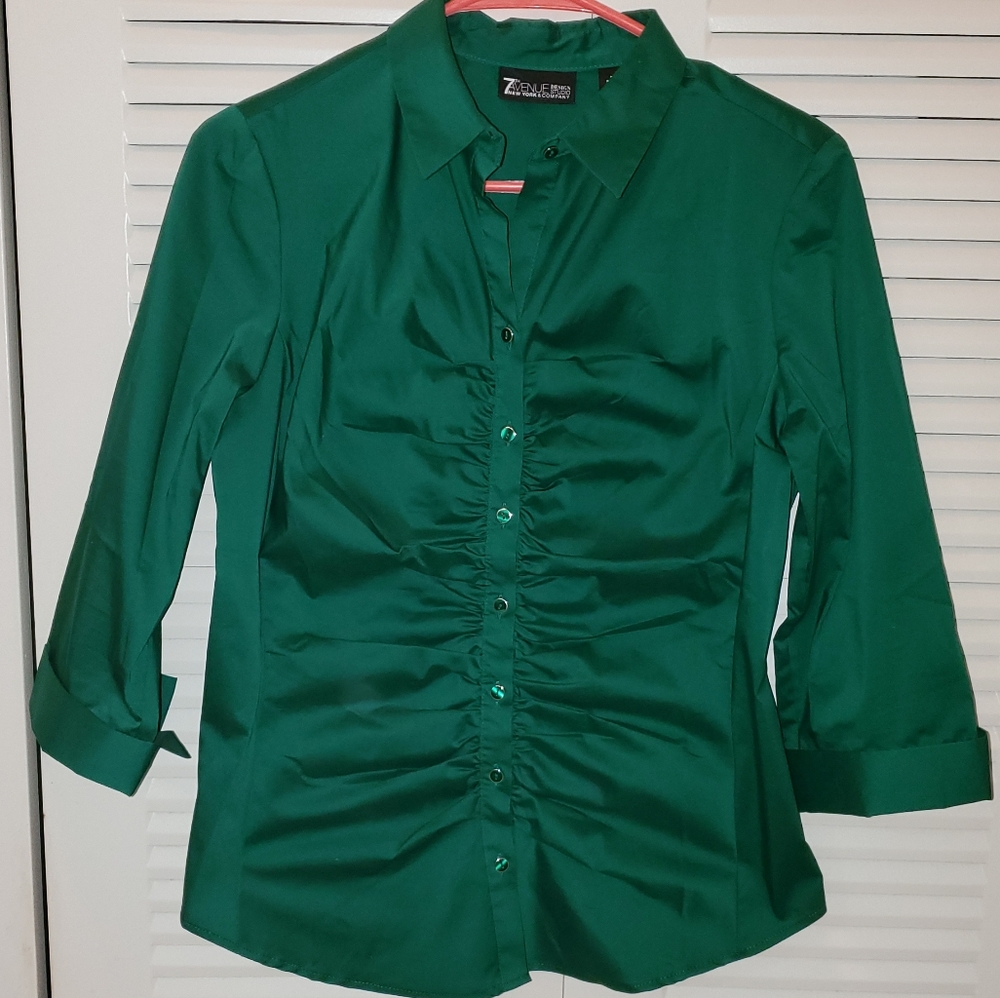 NWT 7th Avenue (NY&Co.) Med Green Dress Shirt